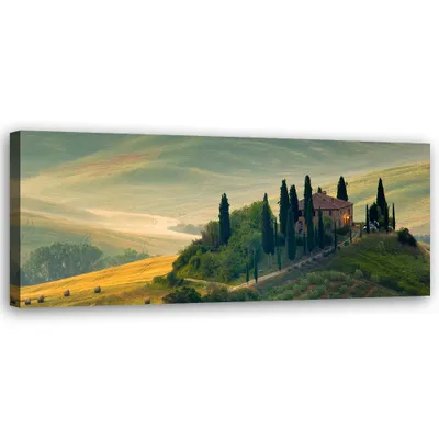Produktbild von Leinwandbild Natürliche Landschaft der Toskana 150x50 Feeby Grün bild für die wand bereit zum aufhängen