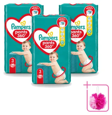 Obrázek produktu pro 3 kusy plenkových kalhotek Pampers, velikost 3, pro děti vážících 6-10 kg - výhodný balení