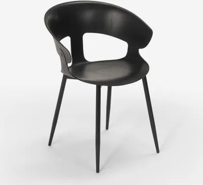 Image de Chaise design moderne en métal et polypropylène pour cuisine bar restaurant Evelyn - Noir