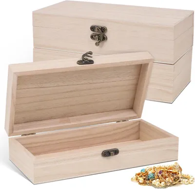 Image de Boîtes de rangement en bois, lot de 3, dimensions 20 x 10 x 5 cm, pour bijoux