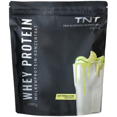 Produktbild von TNT Whey Protein Pulver (1000g) - Buttermilk-Lime - Molkenprotein-Konzentrat mit Laktase - Leckerer Eiweißshake