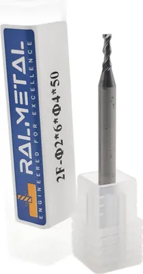 Immagine prodotto di Fresa in metallo duro integrale per alluminio, a 2 eliche, 2 x 6 x 4D x 50 mm, 45 HRC