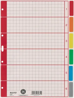 Produktbild von Leitz 43500085, Numerischer Registerindex, Karton, Mehrfarbig, Porträt, A4, 230 g/m²