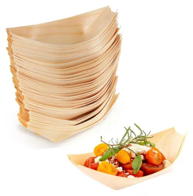 Productafbeelding van Houten bootjes voor snacks, 50 stuks