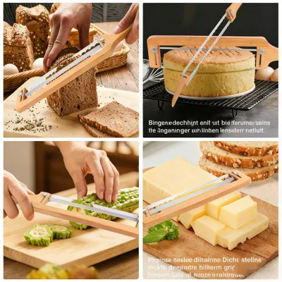 Immagine prodotto di Tagliapane compatto con regolazione dello spessore, pieghevole, ideale per pane a lievitazione naturale e baguette, un utile accessorio per la cucina