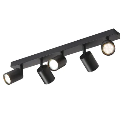 Produktbild von ZMH LED Deckenleuchte Schwarz 5 Flammig Deckenlampe  Deckenstrahler Modern GU10 Metall Deckenspots Schwenkbar 350° für Wohnzimmer Schlafzimmer Flur
