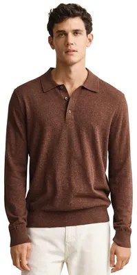 Produktbild von Poloshirt Gant Regular Fit braun meliert Leinenmix
