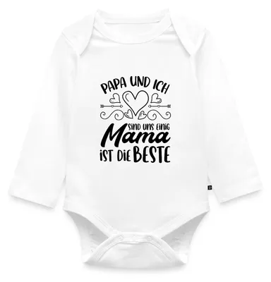 Produktbild von Spreadshirt Geschenk Mutter | Mama Ist Die Beste Tages Baby Body Langarm, 56 (0-2 M.), Weiß