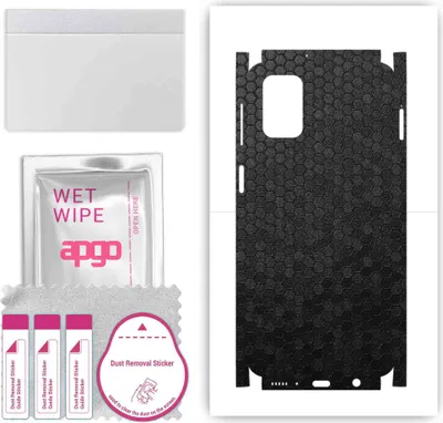 Produktbild von apgo Rückseite + Seiten Schutzfolie, Skin, kompatibel mit Samsung Galaxy M31s, Hinten Displayschutzfolie aus Vinylfolie, kratzfest, einfache Montage - Schwarze Honigwabe