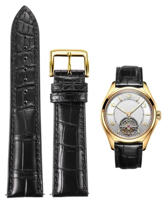 Produktbild von Vintage Leder Armband mit Krokodilprägung und Dornschließe