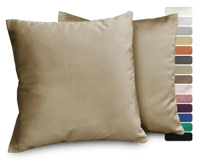 Immagine prodotto di Set di 2 federe in velluto premium Beautex, ideali per cuscini da divano e decorativi, colore cappuccino, 60x60 cm