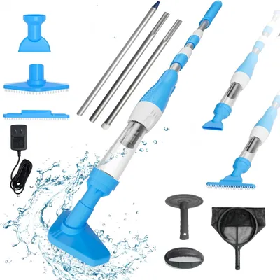Produktbild von 3-in-1 Kabelloser Poolstaubsauger | Wiederaufladbares Pool-Staubsauger-Set | Sonstiges Poolzubehör Mit Blattnetz -Kit,für Sand und Schmutz,0.23l,Blau