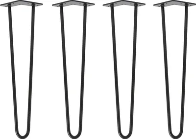 Produktbild von Natural Goods Berlin HAIRPIN Legs, Haarnadelbeine, Möbelfüße, Tischbeine, Schwarz, 50 cm, 2 Streben, 4 Stück