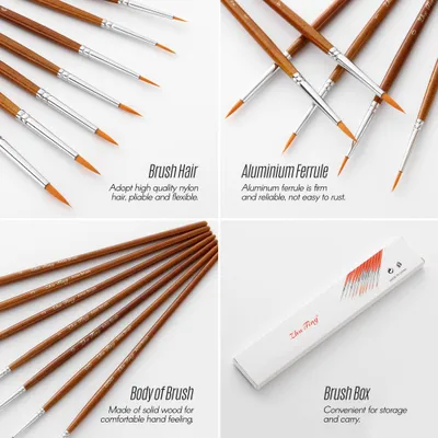Obrázok produktu pre 7ks Draw Paint Brushes Kit Set Artist Paintbrush Nylon Hair Pointed Round Pen Detail Paint Brush for Artist Acrylic Aquarelle Watercolor Gouache Oil Painting for Great Art Drawing Supplies