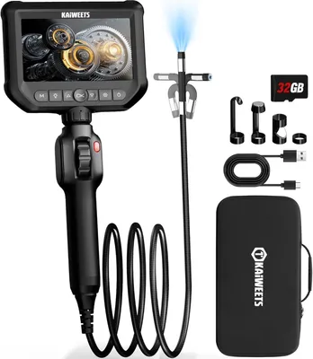 Image de KAIWEETS Caméra endoscopique KBA01 avec lumière, écran 4,3" IPS, 1080P, rotation 210° bidirectionnelle, IP67 étanche, 8 LEDs, tuyau flexible de 1,5m, pour véhicules & tuyaux