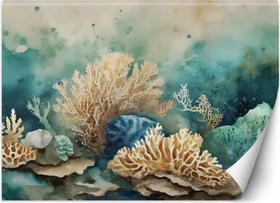 Produktbild von Vlies fototapete Seekoralle Seestern türkis 300x210 cm Feeby Blau inkl. Kleber einfache Montage