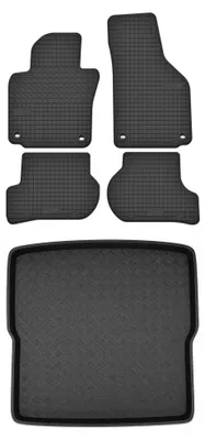 Image de Tapis en caoutchouc + bac de coffre pour Volkswagen Golf V 2007-2008 (break) – 5 pièces, noirs, sur mesure