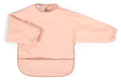 Produktbild von Wasserdichtes Rosa Lätzchen mit langen Ärmeln und Auffangtasche, leicht zu reinigen