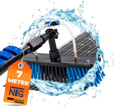 Produktbild von NTG Teleskop Waschbürste zur Reinigung von Solaranlagen und Fenstern in 7 Meter Ausführung mit Wasseranschluss und Seifenspender Teleskopstange Waschbürste (Bis 7 Meter)