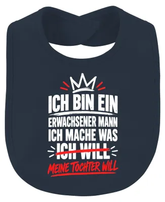 Produktbild von Erwachsener Mann Meine Tochter Will Lustig Vater Papa Vatertag Baby Lätzchen, Navy, Einheitsgröße