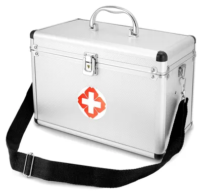 Image de Boîte de rangement en aluminium pour médicaments - 305 x 165 x 200 mm, avec poignée