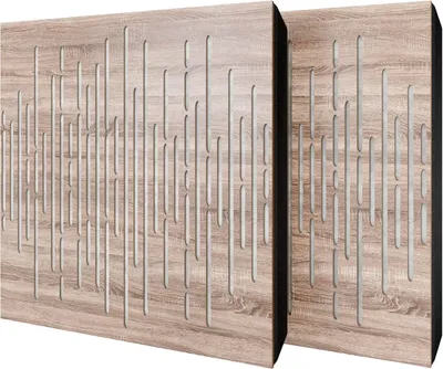 Produktbild von 6er-Set Akustikpaneele WAVE Samt 50x50x5 cm, Sonoma/Weiß – inkl. Montageset