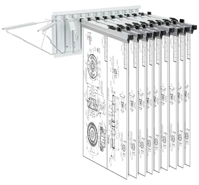 Immagine prodotto di Portacarte a parete VEVOR - contiene fino a 1200 progetti, supporto per fogli appesi con 12 staffe girevoli, per morsetti da 24", 30", 36" o 42" (solo rack senza morsetti) - per uso intensivo (240 lbs)
