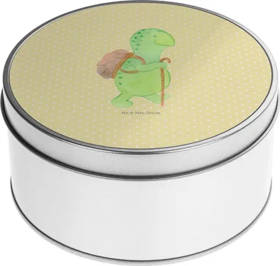 Produktbild von Mr. & Mrs. Panda Dose Schildkröte Wanderer - Gelb Pastell - Geschenk, Keksdose, Kaffeedose, Zufrieden, Entpannt, Schildkröten, Teedose, Vorratsdosen, Rucksack, keksdosen