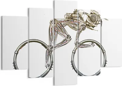 Produktbild von Bild auf Leinwand - Leinwandbild - 5 Teile - Fahrrad Roboter Modern - 150x100cm - Wand Bild - Wanddeko - Wandbilder - Leinwanddruck - Bilder - Wanddekoration - Leinwand bilder - EA150x100-4194