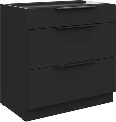 Produktbild von Küchen Unterschrank 80 cm SIENA Schwarz Vollauszug Soft-Close Küche Küchenzeile