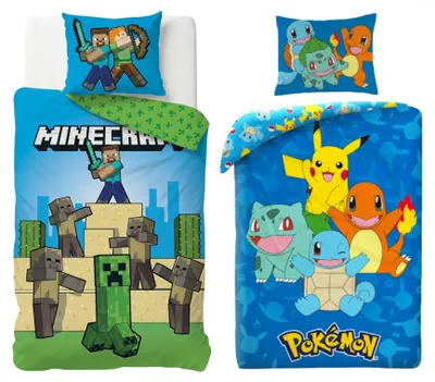Produktbild von Minecraft- und Pokémon-Schlafzimmer-Set; Bettwäsche-Sets