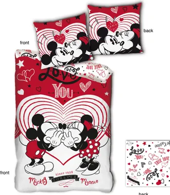 Produktbild von obliečka na prikrývku Mickey a Minnie 140 x 200 cm polyester červená