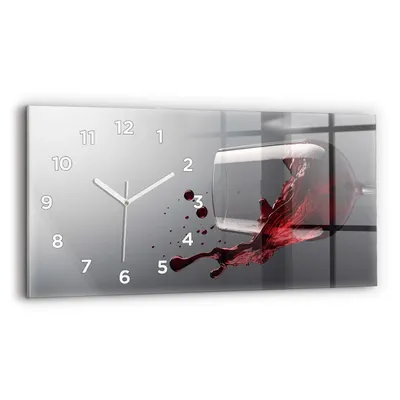 Produktbild von Wallfluent Wanduhr – Stilles Quarzuhrwerk - Uhr Dekoration Wohnzimmer Schlafzimmer Küche - Zifferblatt - weiße Zeiger - 60x30 cm - Rotweinlampe