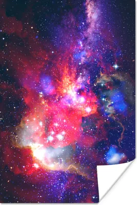 Produktbild von MuchoWow® Poster Sterne - Weltraum - Rot 40x60 cm - Plakate für die Wand - Poster Babyzimmer