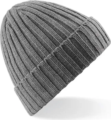 Produktbild von Beechfield B465 | Chunky Ribbed Beanie Wintermütze - Farbe: Heather Grey - Größe: One Size