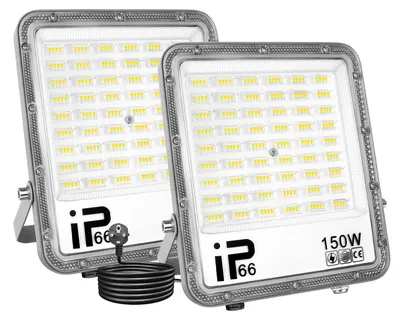 LED-Flutlicht 150W 2er-Set, kaltweiß, IP66, mit Stecker