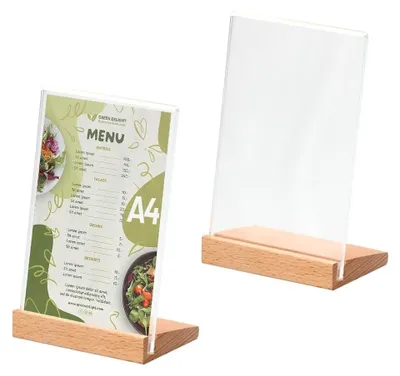 Zdjęcie produktu dla Solidchoice - Zestaw 2 stojaków na tablicę akrylową formatu A4 do reklam
