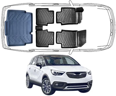 Produktbild von 3D Fußmatten & Untere Kofferraumwanne Auto Set Kompatibel mit Opel Crossland 2017 - 2024