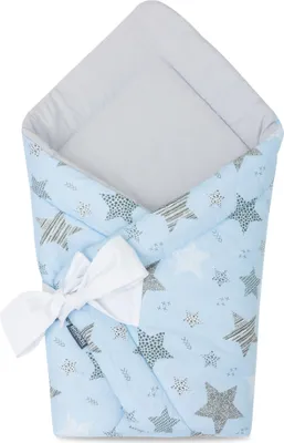 Produktbild von Bellochi 2in1 Baby Einschlagdecke Babyhörnchen - 100% Baumwolle Wickeldecke - 75 x 75 cm - für Kinderwagen, Babybett oder Kindersitz - Ganzjährig -   - rigel star