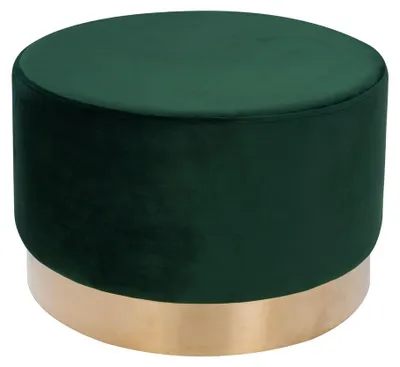 Productafbeelding van Padiro rund kussenbankje, diameter 55 x 43 cm - Donkergroen - Bekleding van polyester fluweel - Metalen voet