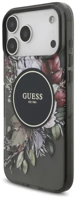 Produktbild von Guess Iml Blumen Hülle Für Iphone 17 Pro Max Schwarz Schwarz One Size