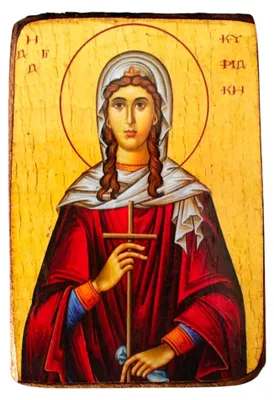 Productafbeelding van Griekse-orthodoxe icoon van de heilige Kyriaki - Byzantijns religieus houten icoon - Christelijke wanddecoratie - 9 x 7 cm