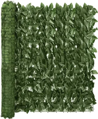 Zdjęcie produktu dla vidaXL Parawan na balkon z ciemnozielonymi liśćmi 200x100 cm
