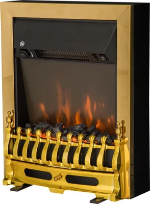 Image de HOMCOM Cheminée électrique Effet de Flamme Style néo rétro Thermostat 1000-2000 W Noir Or