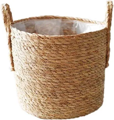 Produktbild von 35 cm Natur Topf Handgewebt mit Plastikbeschichtung