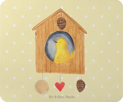 Produktbild von Mr. & Mrs. Panda Mouse Pad Vogelhaus Home - Gelb Pastell - Geschenk, Umzug, Mauspad, Einzug, Lustige Sprüche, mousematte, Sweet, Haus, pc, computermatte, Mousepad
