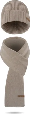 Produktbild von normani Winterset aus Wolle Schal und Mütze glatt