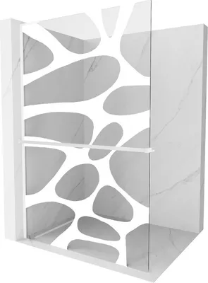 Produktbild von Mexen Kioto+ L Duschwand mit Regal Walk-in 110 x 200 cm, weißes Muster, weiß - 800-110-123-20-97