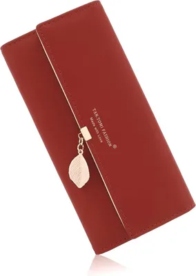 Produktbild von Damen Geldbörse Lang aus Kunstleder Portemonnaie mit Handyfach Kartenfächern Münzfach Reißverschluss Druckknopf Großes Wallet Elegant