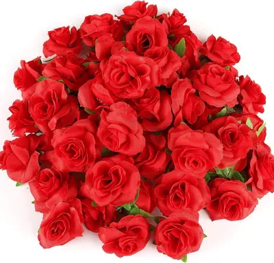 Produktbild von Künstliche Blumenköpfe Set für Hochzeit Party Deko DIY - 50 Stück, rot, Ø 4cm